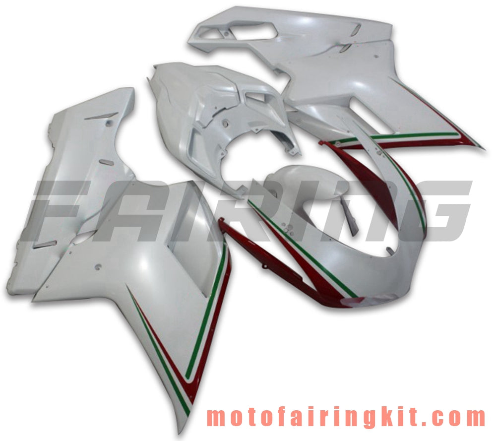 Fairing Kits Fit for 1098 848 1198 2007 2008 2009 2010 2011 2012 Plastic ABS Injection Mold Complete Motorcycle Body Aftermarket Bodywork Frame (White & Red) B012