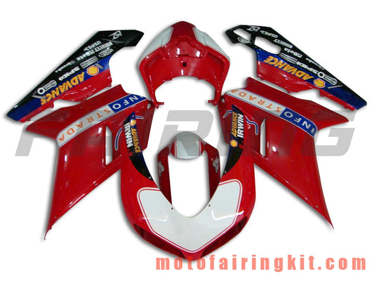 Fairing Kits Fit for 1098 848 1198 2007 2008 2009 2010 2011 2012 Plastic ABS Injection Mold Complete Motorcycle Body Aftermarket Bodywork Frame (Red & White) B013