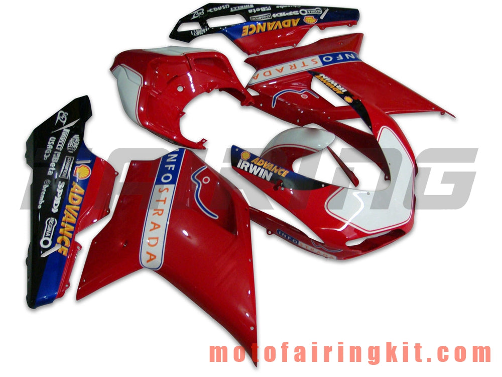 Fairing Kits Fit for 1098 848 1198 2007 2008 2009 2010 2011 2012 Plastic ABS Injection Mold Complete Motorcycle Body Aftermarket Bodywork Frame (Red & White) B013