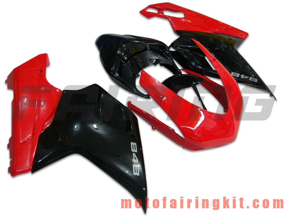 Fairing Kits Fit for 1098 848 1198 2007 2008 2009 2010 2011 2012 Plastic ABS Injection Mold Complete Motorcycle Body Aftermarket Bodywork Frame (Red & Black) B015