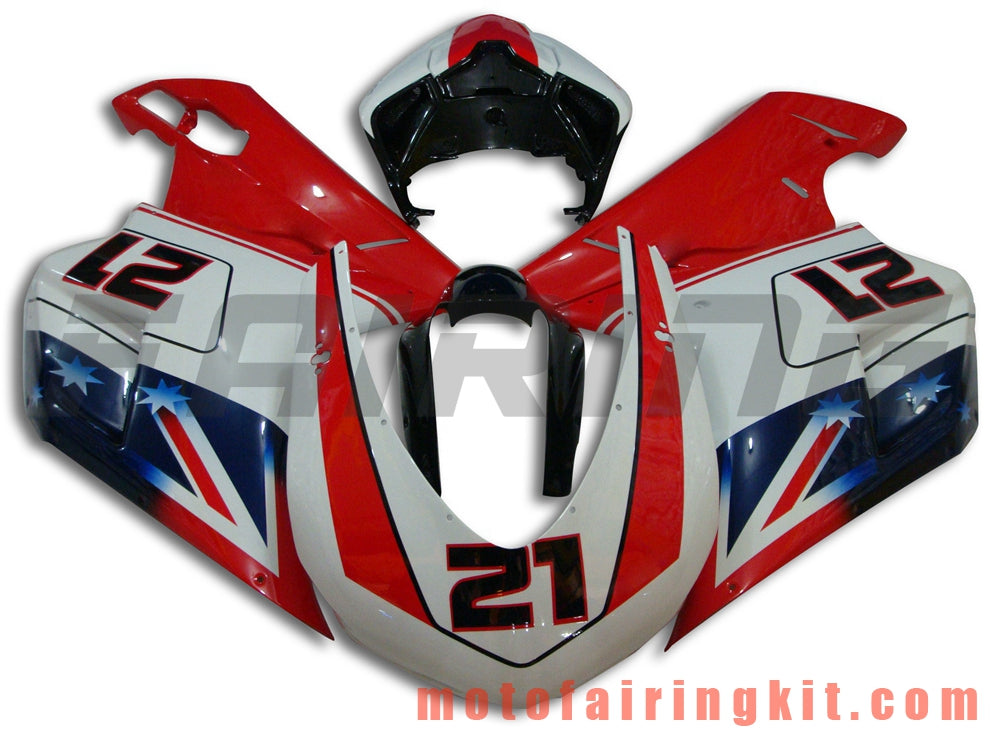 Fairing Kits Fit for 1098 848 1198 2007 2008 2009 2010 2011 2012 Plastic ABS Injection Mold Complete Motorcycle Body Aftermarket Bodywork Frame (White & Red) B016