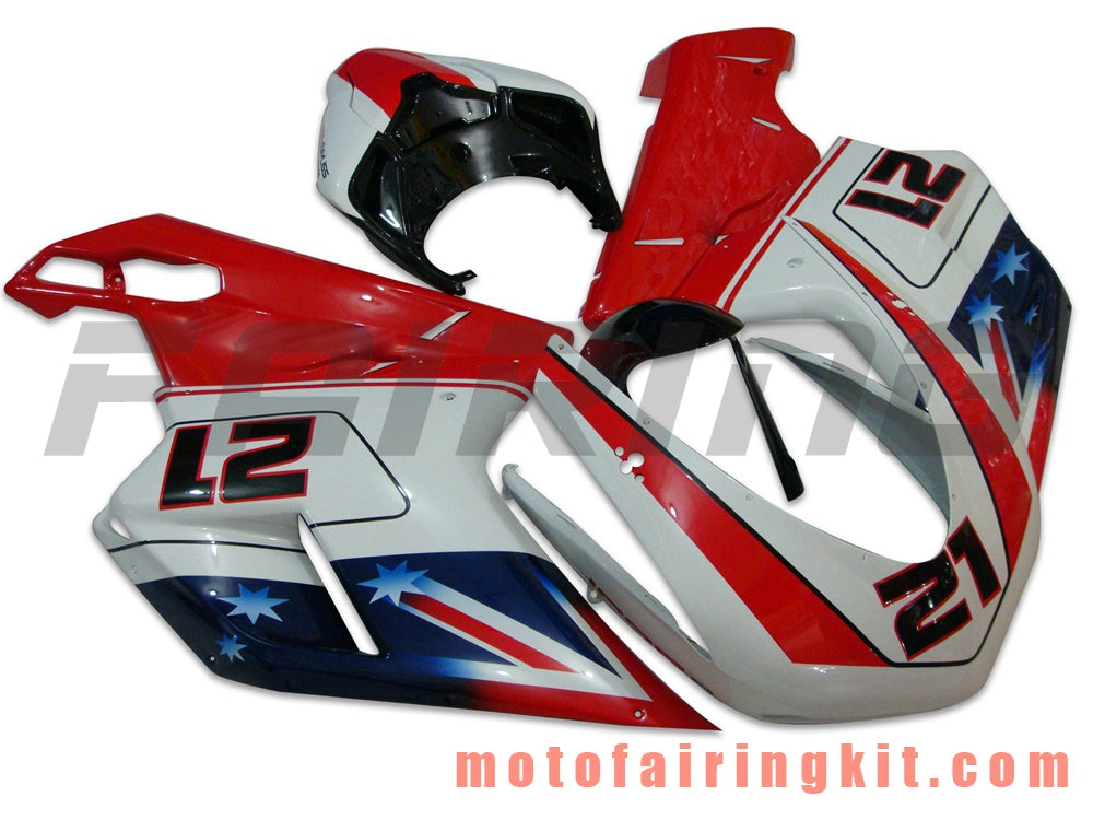 Fairing Kits Fit for 1098 848 1198 2007 2008 2009 2010 2011 2012 Plastic ABS Injection Mold Complete Motorcycle Body Aftermarket Bodywork Frame (White & Red) B016