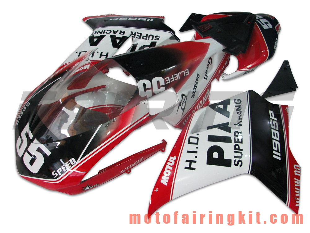 Kits de carenado aptos para 1098 848 1198 2007 2008 2009 2010 2011 2012 Molde de inyección de plástico ABS Carrocería completa para motocicleta Marco de carrocería de posventa (blanco y rojo) B017