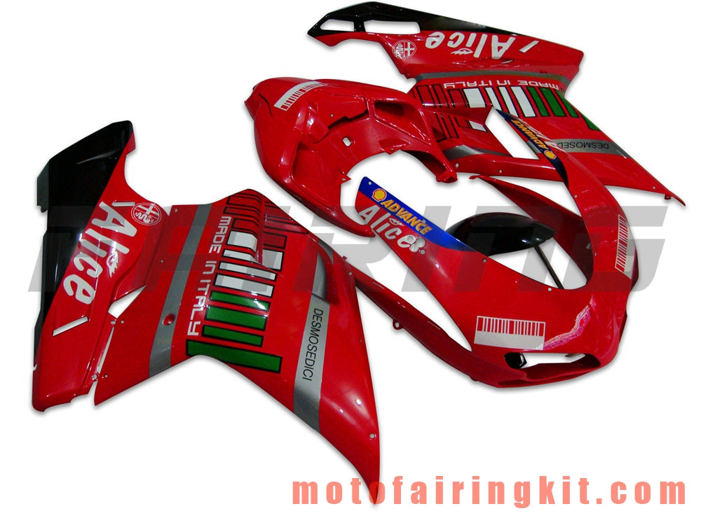 Fairing Kits Fit for 1098 848 1198 2007 2008 2009 2010 2011 2012 Plastic ABS Injection Mold Complete Motorcycle Body Aftermarket Bodywork Frame (Red & Black) B023