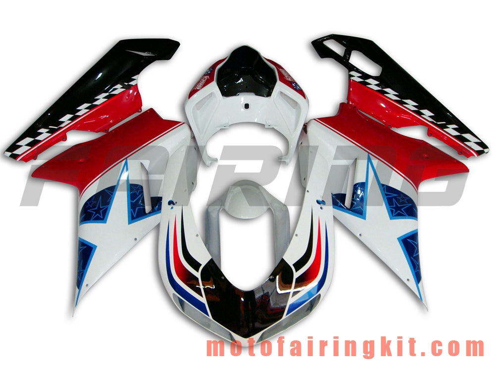 Fairing Kits Fit for 1098 848 1198 2007 2008 2009 2010 2011 2012 Plastic ABS Injection Mold Complete Motorcycle Body Aftermarket Bodywork Frame (Red & White) B026