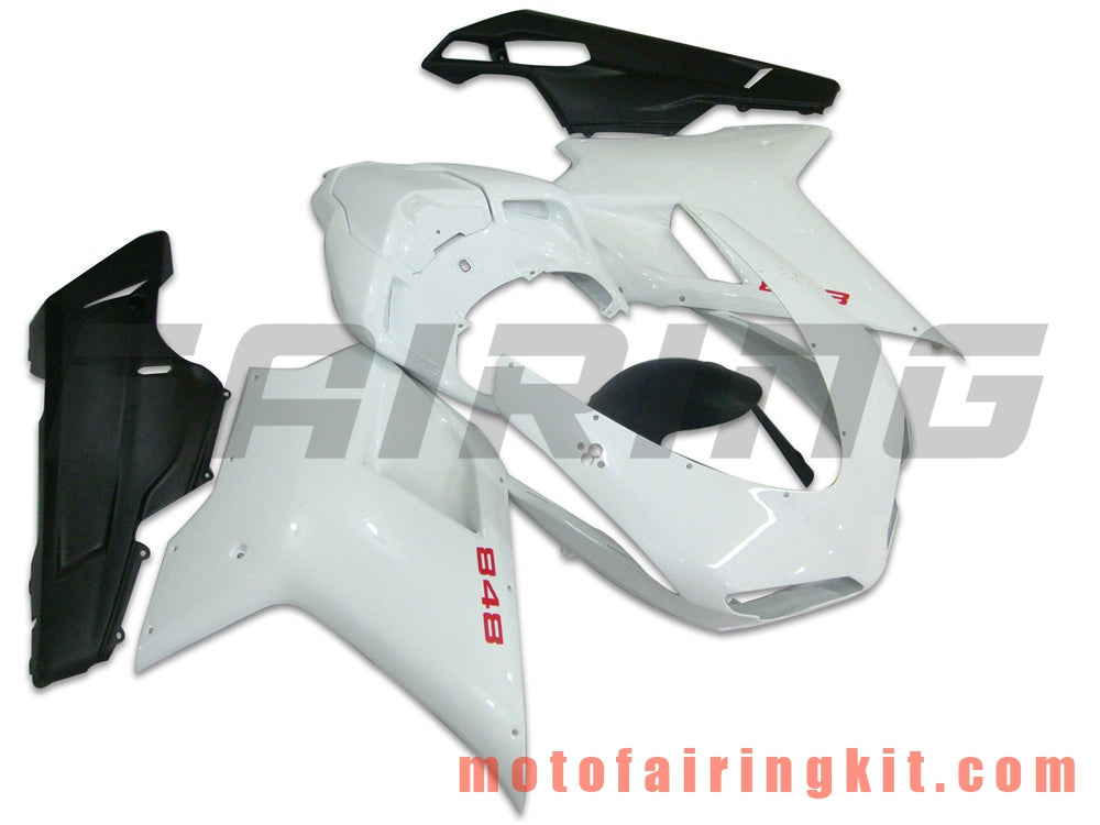 Fairing Kits Fit for 1098 848 1198 2007 2008 2009 2010 2011 2012 Plastic ABS Injection Mold Complete Motorcycle Body Aftermarket Bodywork Frame (White & Black) B029