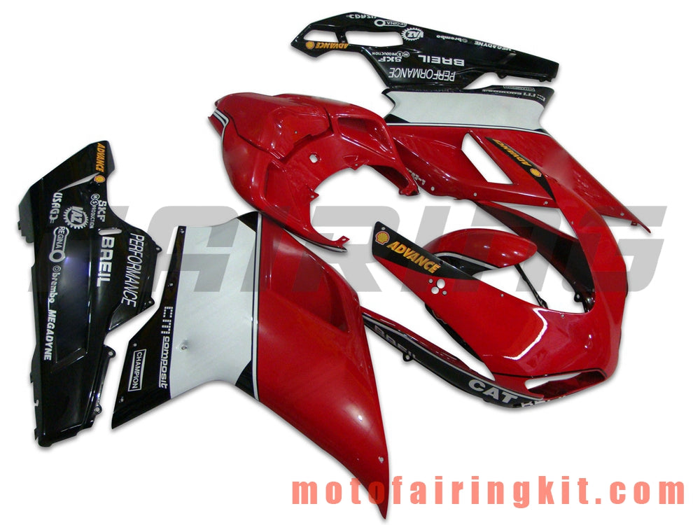 Fairing Kits Fit for 1098 848 1198 2007 2008 2009 2010 2011 2012 Plastic ABS Injection Mold Complete Motorcycle Body Aftermarket Bodywork Frame (Red & Black) B031