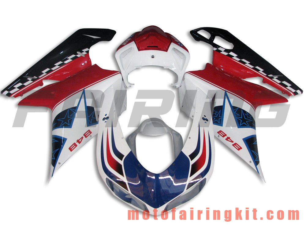 Fairing Kits Fit for 1098 848 1198 2007 2008 2009 2010 2011 2012 Plastic ABS Injection Mold Complete Motorcycle Body Aftermarket Bodywork Frame (Red & White) B033