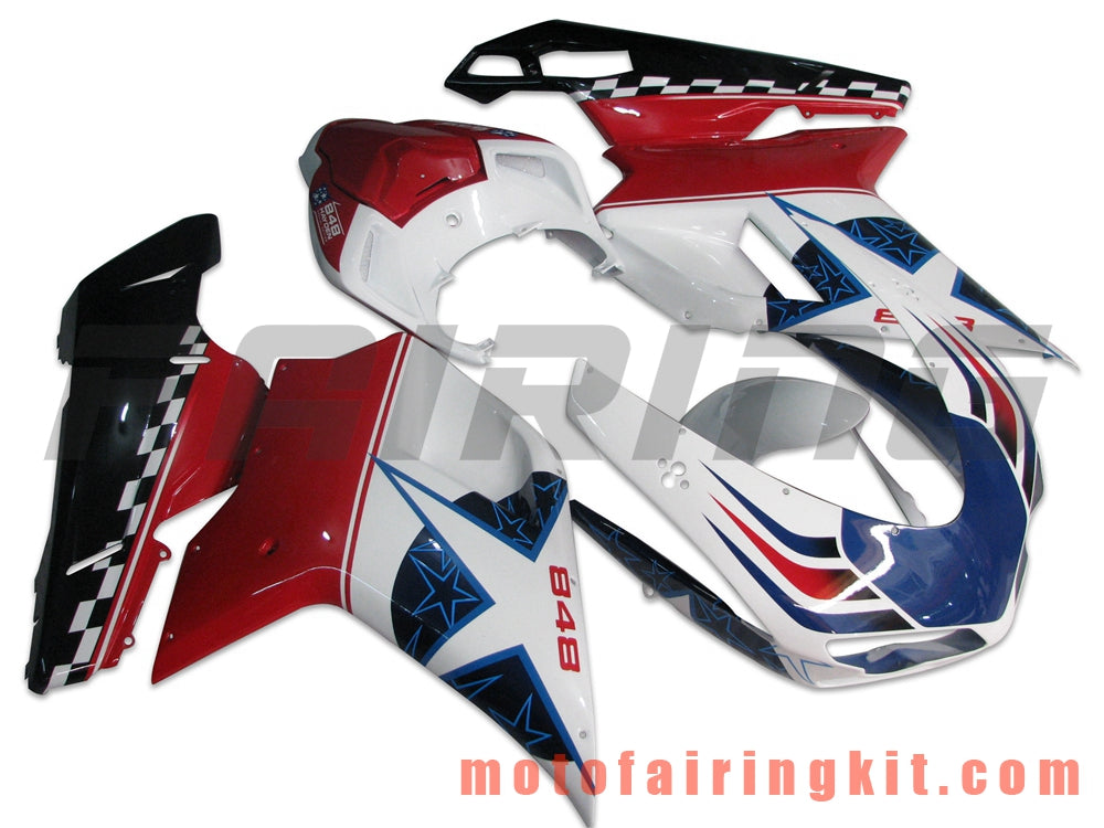 Fairing Kits Fit for 1098 848 1198 2007 2008 2009 2010 2011 2012 Plastic ABS Injection Mold Complete Motorcycle Body Aftermarket Bodywork Frame (Red & White) B033