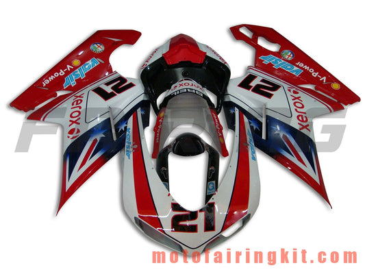 Fairing Kits Fit for 1098 848 1198 2007 2008 2009 2010 2011 2012 Plastic ABS Injection Mold Complete Motorcycle Body Aftermarket Bodywork Frame (Red & White) B037