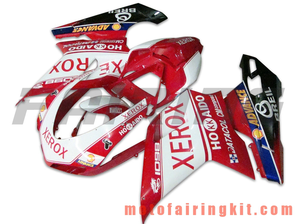 Kits de carenado aptos para 1098 848 1198 2007 2008 2009 2010 2011 2012 Molde de inyección de plástico ABS Carrocería completa para motocicleta Marco de carrocería de posventa (rojo y blanco) B038