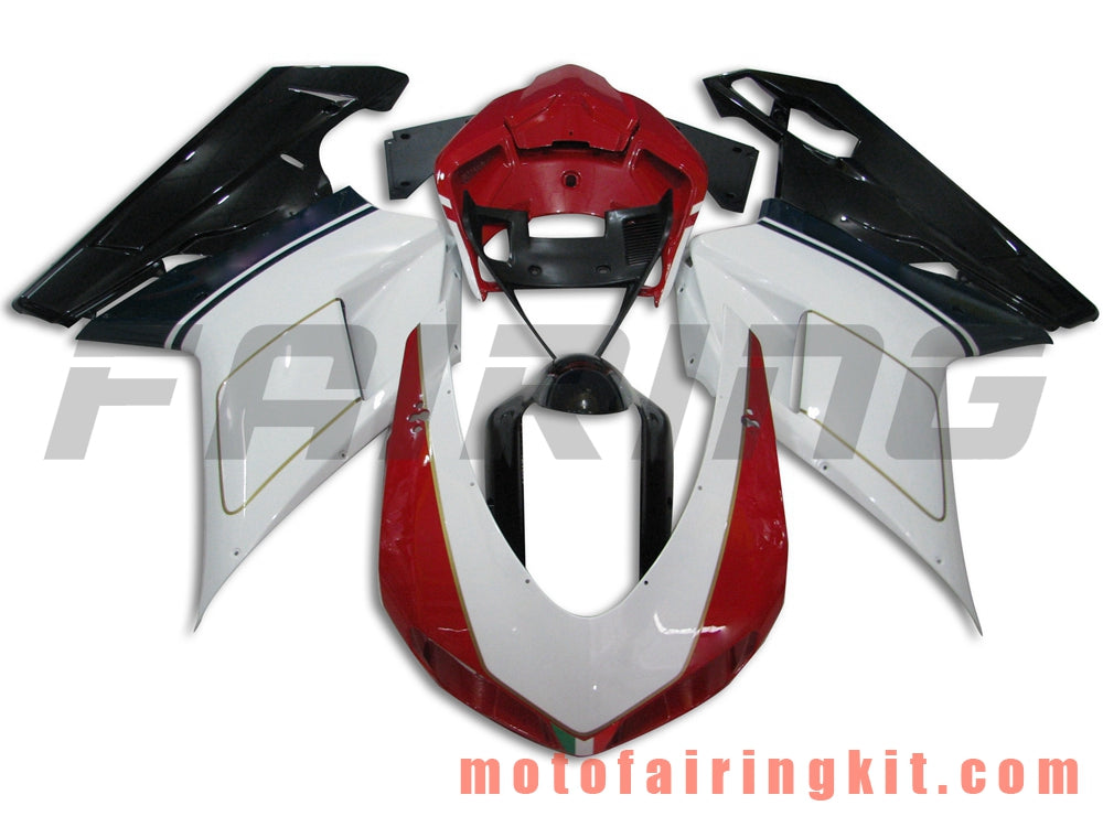 Fairing Kits Fit for 1098 848 1198 2007 2008 2009 2010 2011 2012 Plastic ABS Injection Mold Complete Motorcycle Body Aftermarket Bodywork Frame (White & Red) B039