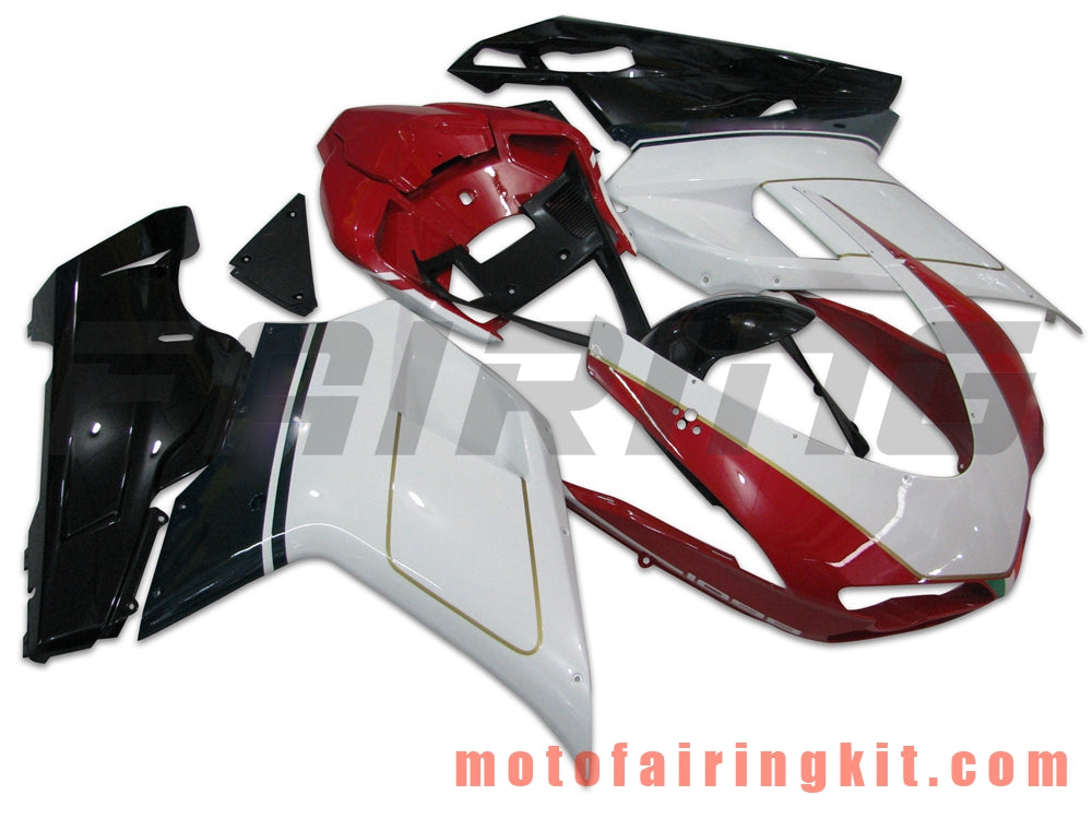 Fairing Kits Fit for 1098 848 1198 2007 2008 2009 2010 2011 2012 Plastic ABS Injection Mold Complete Motorcycle Body Aftermarket Bodywork Frame (White & Red) B039