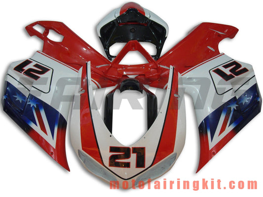 Fairing Kits Fit for 1098 848 1198 2007 2008 2009 2010 2011 2012 Plastic ABS Injection Mold Complete Motorcycle Body Aftermarket Bodywork Frame (Red & White) B043