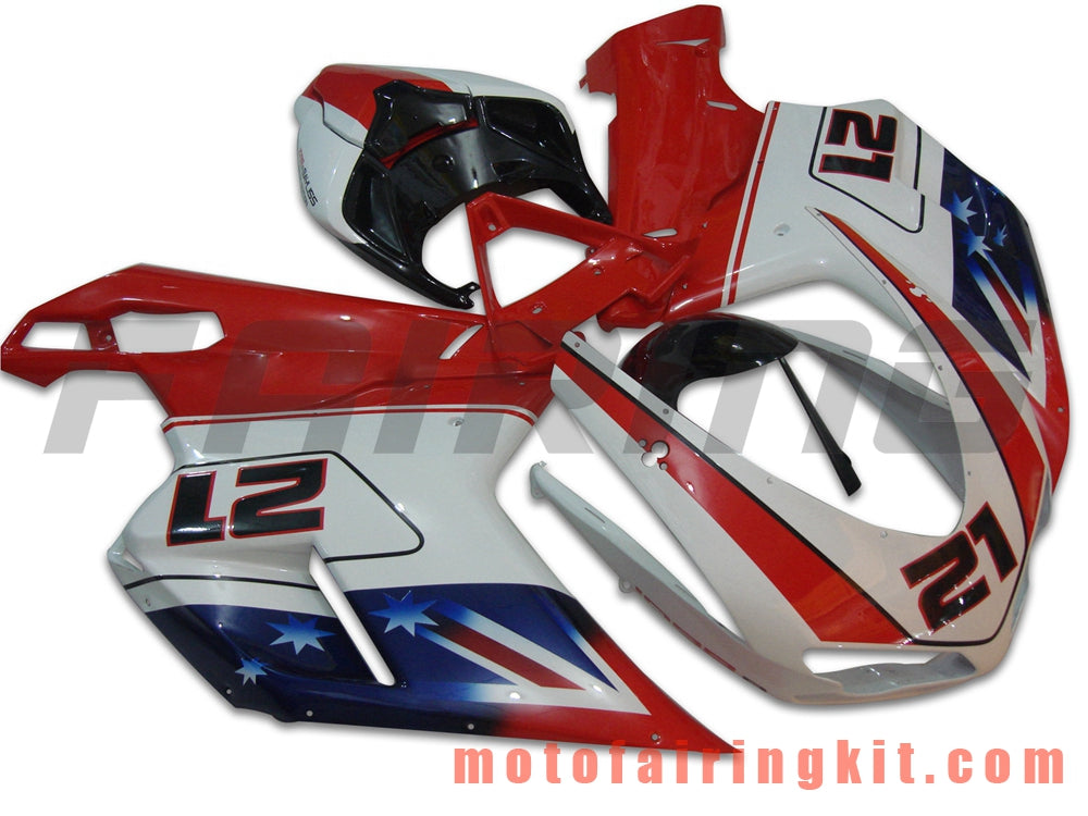 Fairing Kits Fit for 1098 848 1198 2007 2008 2009 2010 2011 2012 Plastic ABS Injection Mold Complete Motorcycle Body Aftermarket Bodywork Frame (Red & White) B043