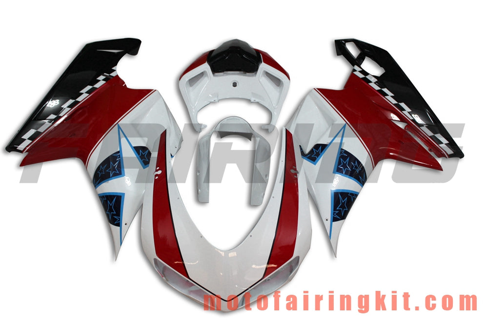 Fairing Kits Fit for 1098 848 1198 2007 2008 2009 2010 2011 2012 Plastic ABS Injection Mold Complete Motorcycle Body Aftermarket Bodywork Frame (White & Red) B044