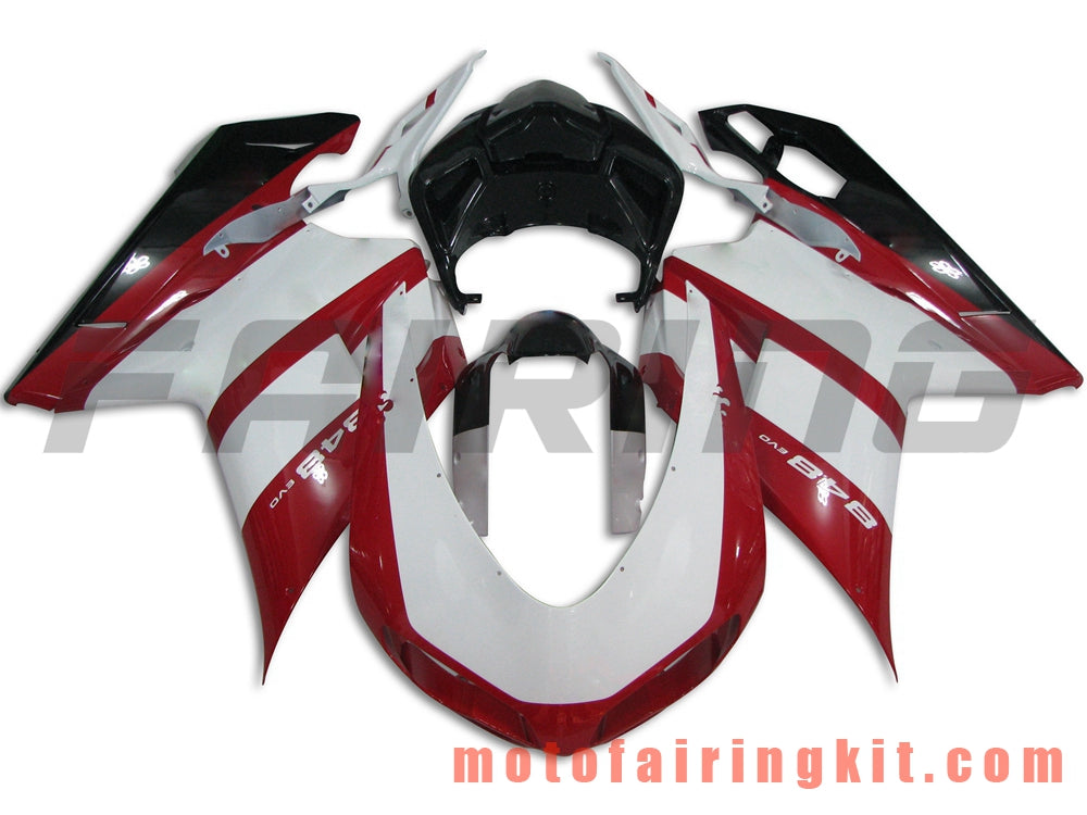 Fairing Kits Fit for 1098 848 1198 2007 2008 2009 2010 2011 2012 Plastic ABS Injection Mold Complete Motorcycle Body Aftermarket Bodywork Frame (White & Red) B045