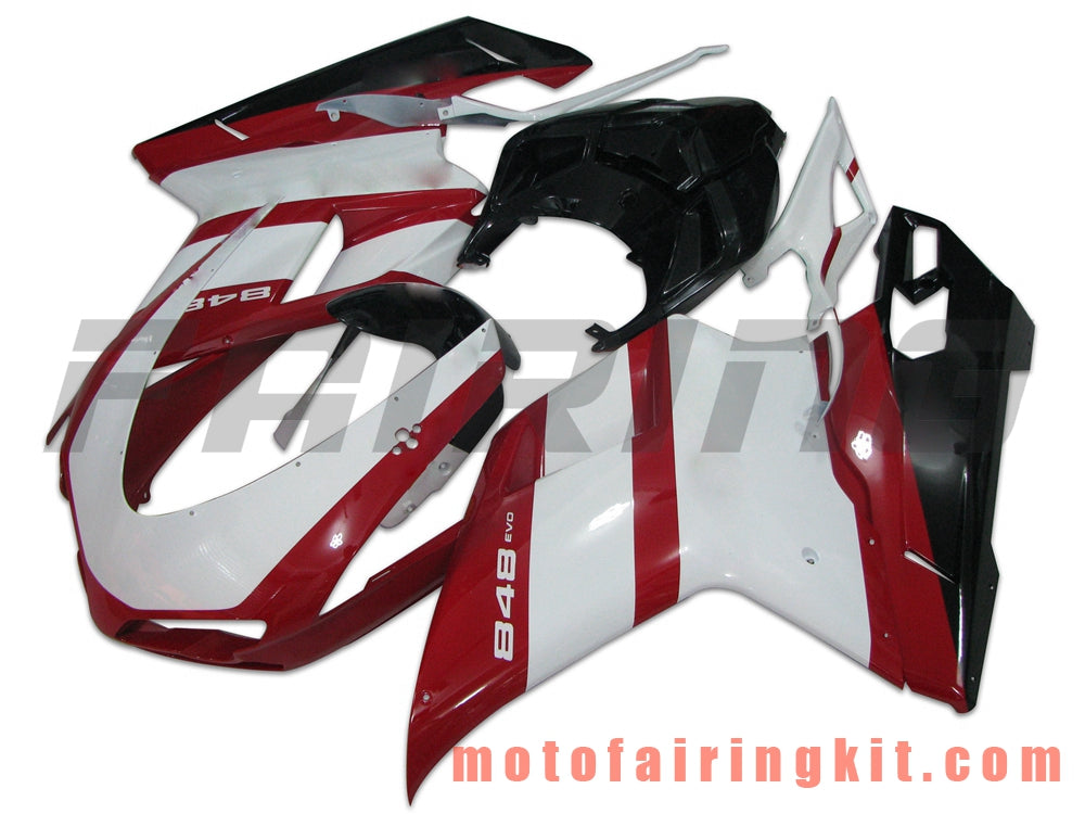 Fairing Kits Fit for 1098 848 1198 2007 2008 2009 2010 2011 2012 Plastic ABS Injection Mold Complete Motorcycle Body Aftermarket Bodywork Frame (White & Red) B045