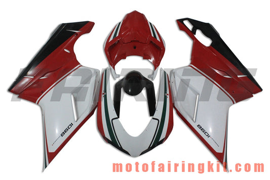 Fairing Kits Fit for 1098 848 1198 2007 2008 2009 2010 2011 2012 Plastic ABS Injection Mold Complete Motorcycle Body Aftermarket Bodywork Frame (White & Red) B046