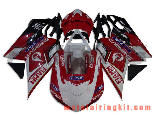 Fairing Kits Fit for 1098 848 1198 2007 2008 2009 2010 2011 2012 Plastic ABS Injection Mold Complete Motorcycle Body Aftermarket Bodywork Frame (Red & White) B047