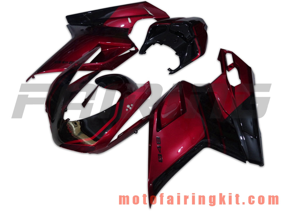 Fairing Kits Fit for 1098 848 1198 2007 2008 2009 2010 2011 2012 Plastic ABS Injection Mold Complete Motorcycle Body Aftermarket Bodywork Frame (Red & Black) B048