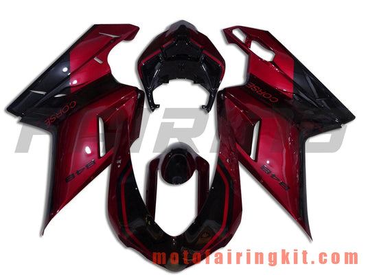 Fairing Kits Fit for 1098 848 1198 2007 2008 2009 2010 2011 2012 Plastic ABS Injection Mold Complete Motorcycle Body Aftermarket Bodywork Frame (Red & Black) B049