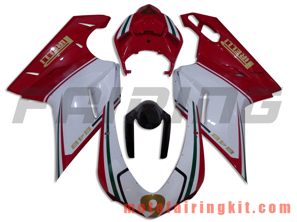 Fairing Kits Fit for 1098 848 1198 2007 2008 2009 2010 2011 2012 Plastic ABS Injection Mold Complete Motorcycle Body Aftermarket Bodywork Frame (Red & White) B050