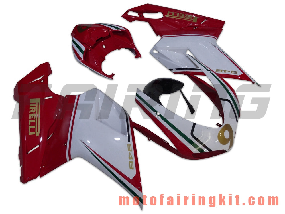 Fairing Kits Fit for 1098 848 1198 2007 2008 2009 2010 2011 2012 Plastic ABS Injection Mold Complete Motorcycle Body Aftermarket Bodywork Frame (Red & White) B050