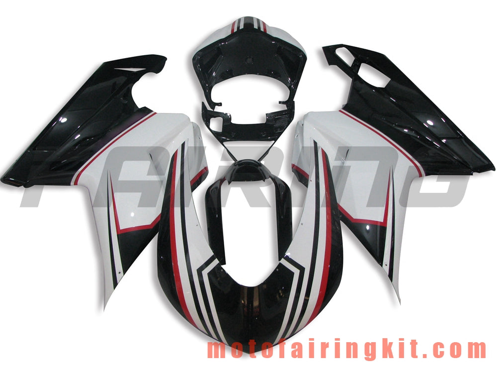 Fairing Kits Fit for 1098 848 1198 2007 2008 2009 2010 2011 2012 Plastic ABS Injection Mold Complete Motorcycle Body Aftermarket Bodywork Frame (White & Black) B053