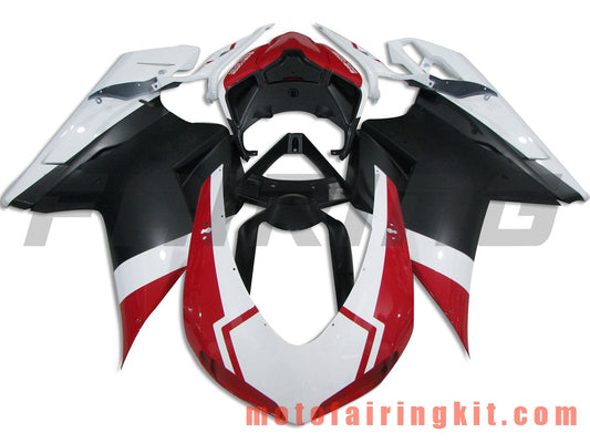 Fairing Kits Fit for 1098 848 1198 2007 2008 2009 2010 2011 2012 Plastic ABS Injection Mold Complete Motorcycle Body Aftermarket Bodywork Frame (Black & Red) B055