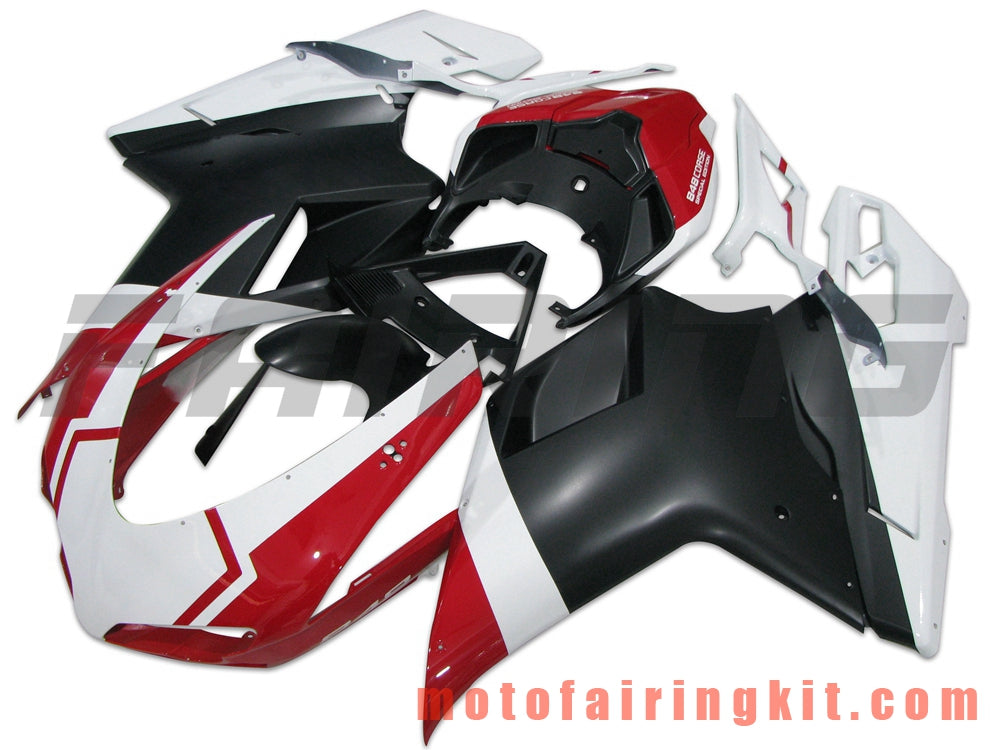 Fairing Kits Fit for 1098 848 1198 2007 2008 2009 2010 2011 2012 Plastic ABS Injection Mold Complete Motorcycle Body Aftermarket Bodywork Frame (Black & Red) B055