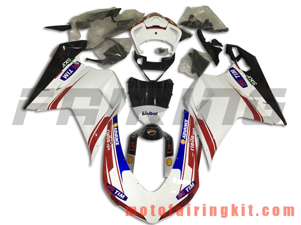 Fairing Kits Fit for 1098 848 1198 2007 2008 2009 2010 2011 2012 Plastic ABS Injection Mold Complete Motorcycle Body Aftermarket Bodywork Frame (White & Red) B057