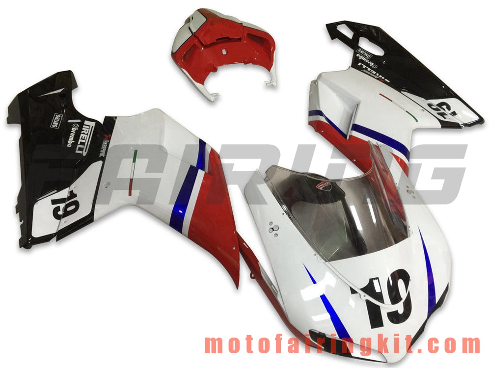 Fairing Kits Fit for 1098 848 1198 2007 2008 2009 2010 2011 2012 Plastic ABS Injection Mold Complete Motorcycle Body Aftermarket Bodywork Frame (White & Red) B058