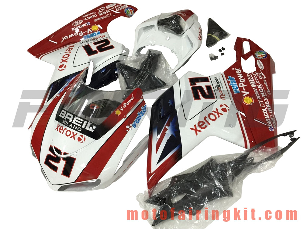 Fairing Kits Fit for 1098 848 1198 2007 2008 2009 2010 2011 2012 Plastic ABS Injection Mold Complete Motorcycle Body Aftermarket Bodywork Frame (Red & White) B061