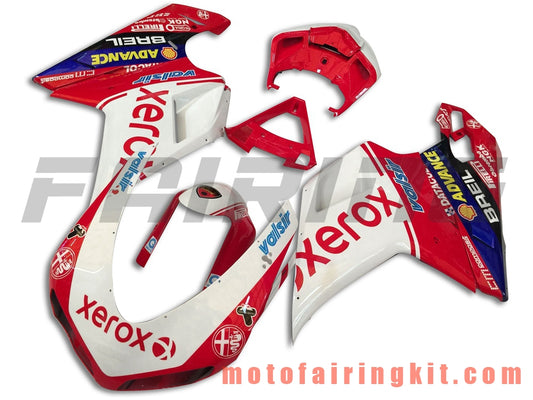 Fairing Kits Fit for 1098 848 1198 2007 2008 2009 2010 2011 2012 Plastic ABS Injection Mold Complete Motorcycle Body Aftermarket Bodywork Frame (White & Red) B062