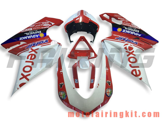 Fairing Kits Fit for 1098 848 1198 2007 2008 2009 2010 2011 2012 Plastic ABS Injection Mold Complete Motorcycle Body Aftermarket Bodywork Frame (Red & White) B063