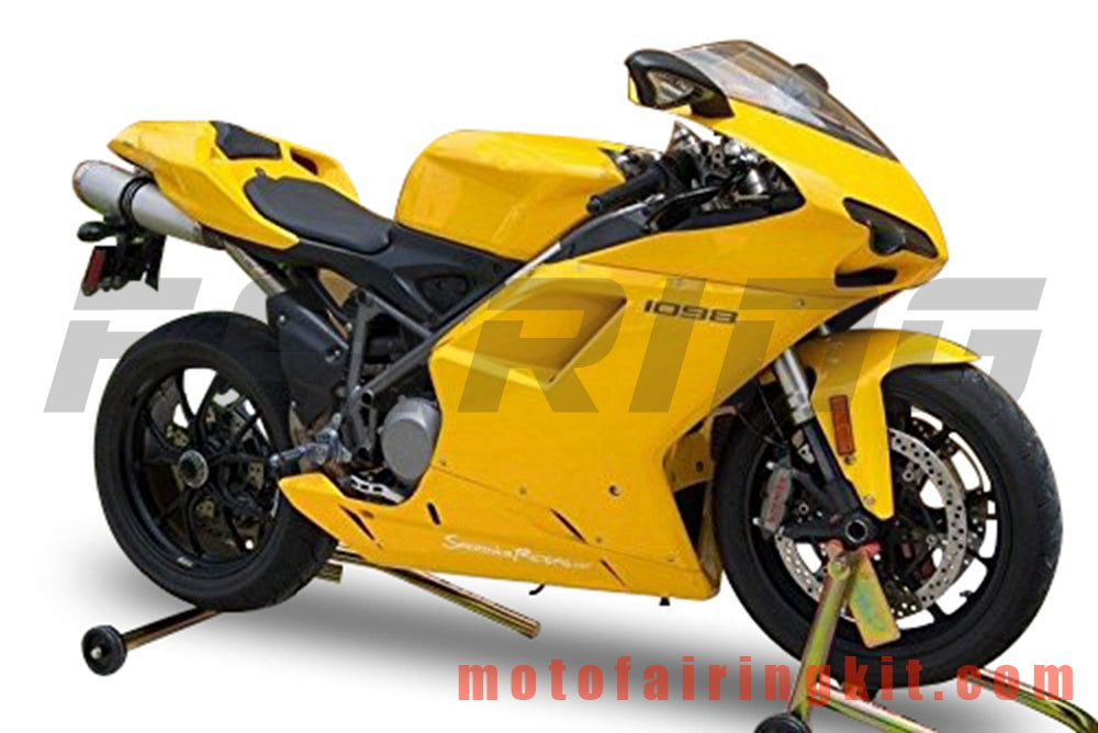 Fairing Kits Fit for 1098 848 1198 2007 2008 2009 2010 2011 2012 Plastic ABS Injection Mold Complete Motorcycle Body Aftermarket Bodywork Frame (Yellow) B064