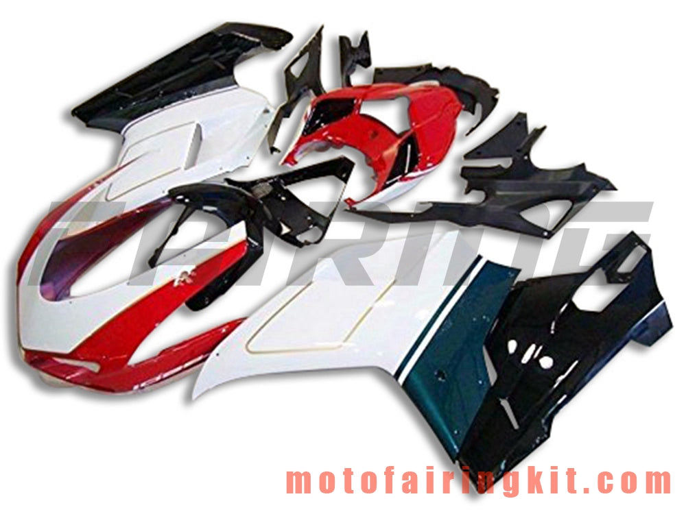 Fairing Kits Fit for 1098 848 1198 2007 2008 2009 2010 2011 2012 Plastic ABS Injection Mold Complete Motorcycle Body Aftermarket Bodywork Frame (Red & White) B065