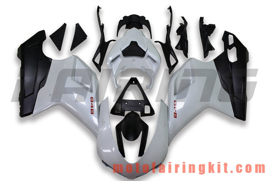 Fairing Kits Fit for 1098 848 1198 2007 2008 2009 2010 2011 2012 Plastic ABS Injection Mold Complete Motorcycle Body Aftermarket Bodywork Frame (White & Black) B068