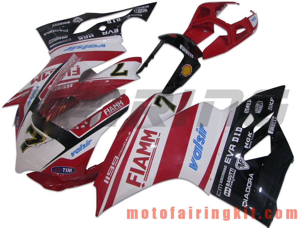 Kits de carenado aptos para 899 1199 2012 2013 12 13 Molde de inyección de plástico ABS Carrocería completa para motocicleta Marco de carrocería de posventa (rojo y blanco) B001