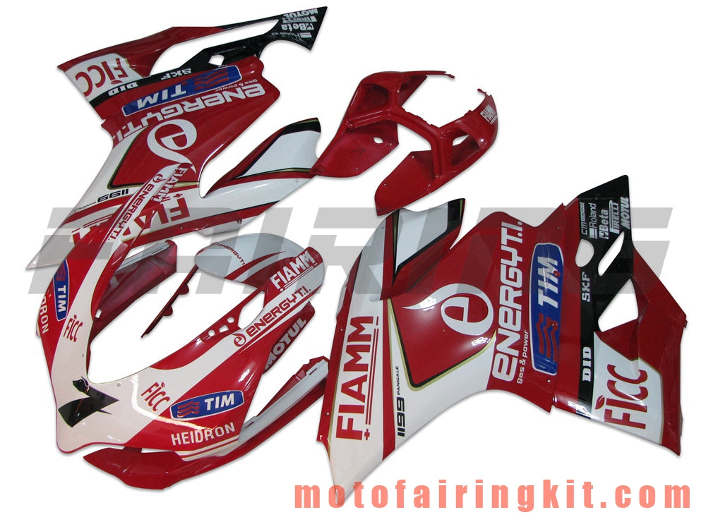 Kits de carenado aptos para 899 1199 2012 2013 12 13 Molde de inyección de plástico ABS Carrocería completa para motocicleta Marco de carrocería de posventa (rojo y blanco) B003