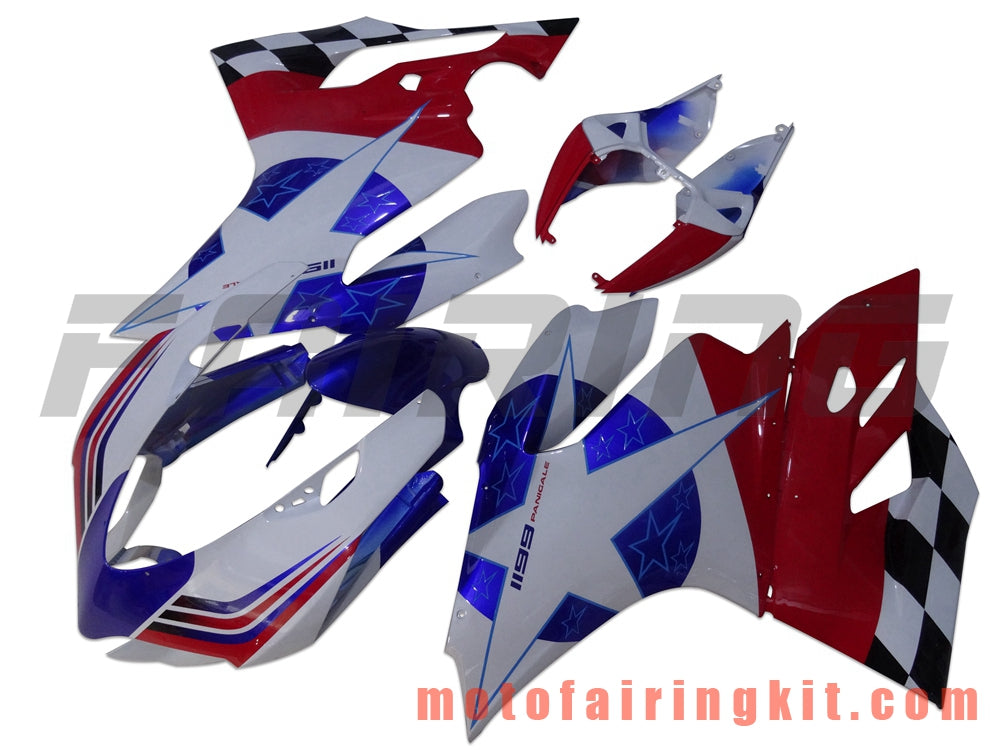 Kits de carenado aptos para 899 1199 2012 2013 12 13 Molde de inyección de plástico ABS Carrocería completa para motocicleta Marco de carrocería de posventa (rojo y azul) B004