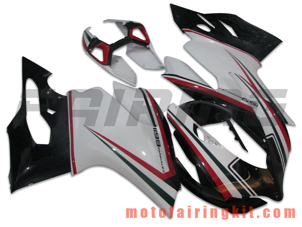 Kits de carenado aptos para 899 1199 2012 2013 12 13 Molde de inyección de plástico ABS Carrocería completa para motocicleta Marco de carrocería de posventa (blanco y negro) B005