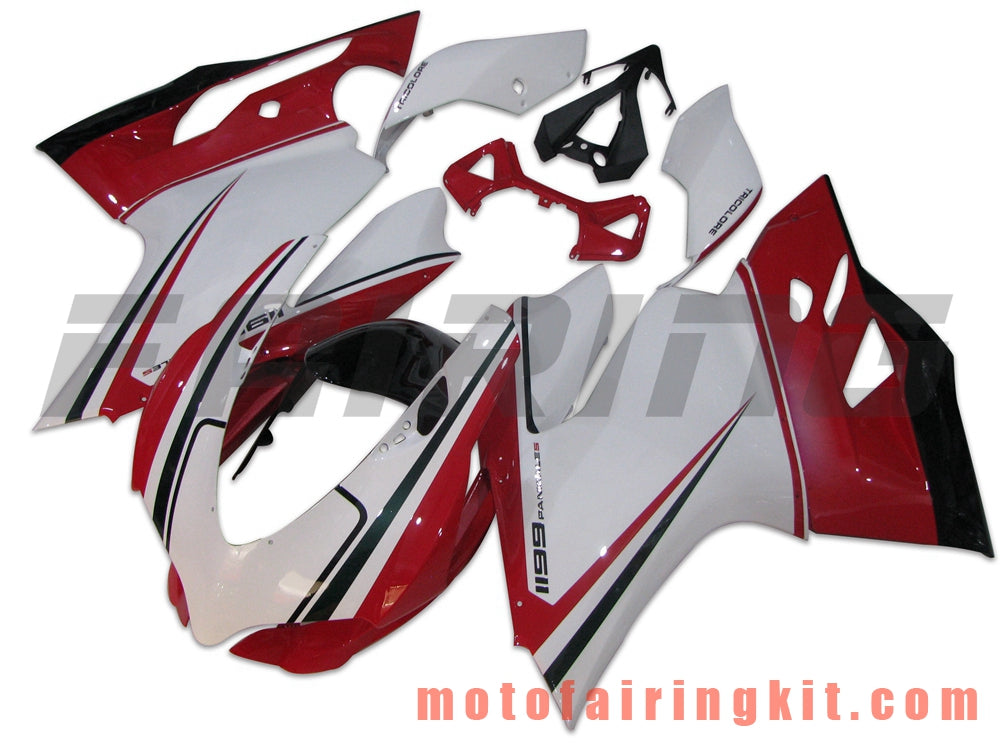 Kits de carenado aptos para 899 1199 2012 2013 12 13 Molde de inyección de plástico ABS Carrocería completa para motocicleta Marco de carrocería de posventa (blanco y rojo) B009