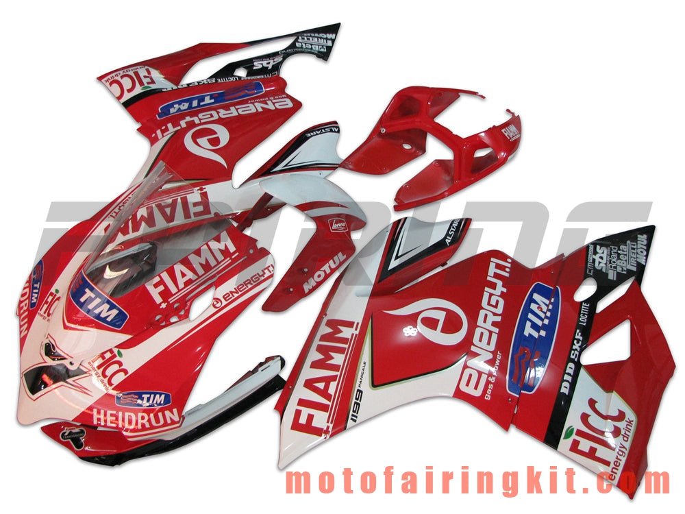 Kits de carenado aptos para 899 1199 2012 2013 12 13 Molde de inyección de plástico ABS Carrocería completa para motocicleta Marco de carrocería de posventa (rojo y blanco) B012