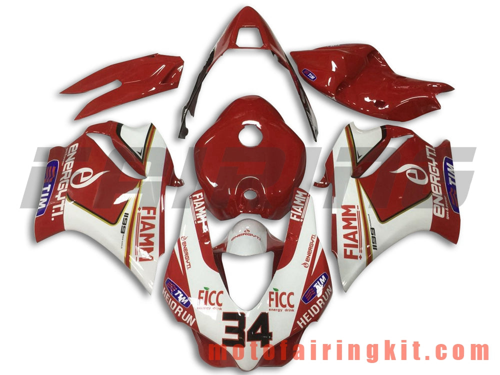 Kits de carenado aptos para 899 1199 2012 2013 12 13 Molde de inyección de plástico ABS Carrocería completa para motocicleta Marco de carrocería de posventa (rojo y blanco) B022