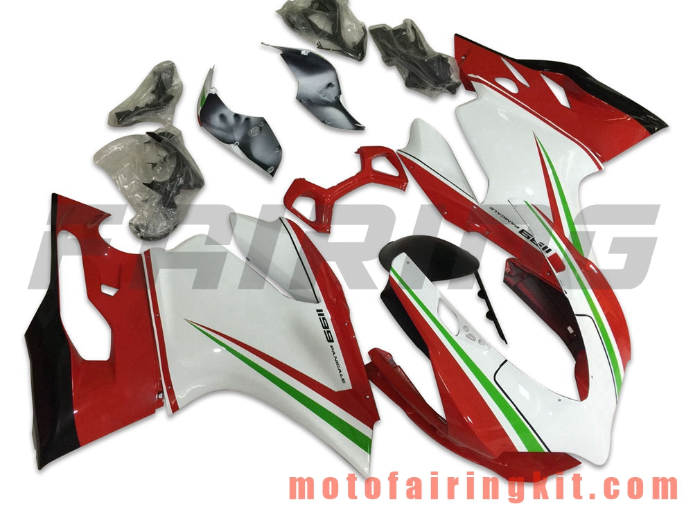 Fairing Kits Fit for 899 1199 2012 2013 12 13 Plastic ABS Injection Mold Complete Motorcycle Body Aftermarket Bodywork Frame (White & Red) B023