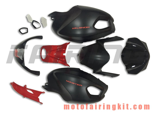 Kits de carenado aptos para 696 796 795 M1000 M1100 2009 2010 2011 2012 09 10 11 12 Molde de inyección de plástico ABS Carrocería completa para motocicleta Marco de carrocería de posventa (negro y rojo) B019