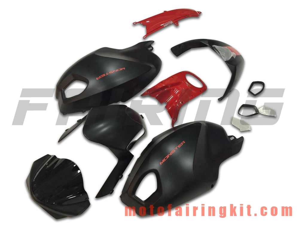 Kits de carenado aptos para 696 796 795 M1000 M1100 2009 2010 2011 2012 09 10 11 12 Molde de inyección de plástico ABS Carrocería completa para motocicleta Marco de carrocería de posventa (negro y rojo) B019