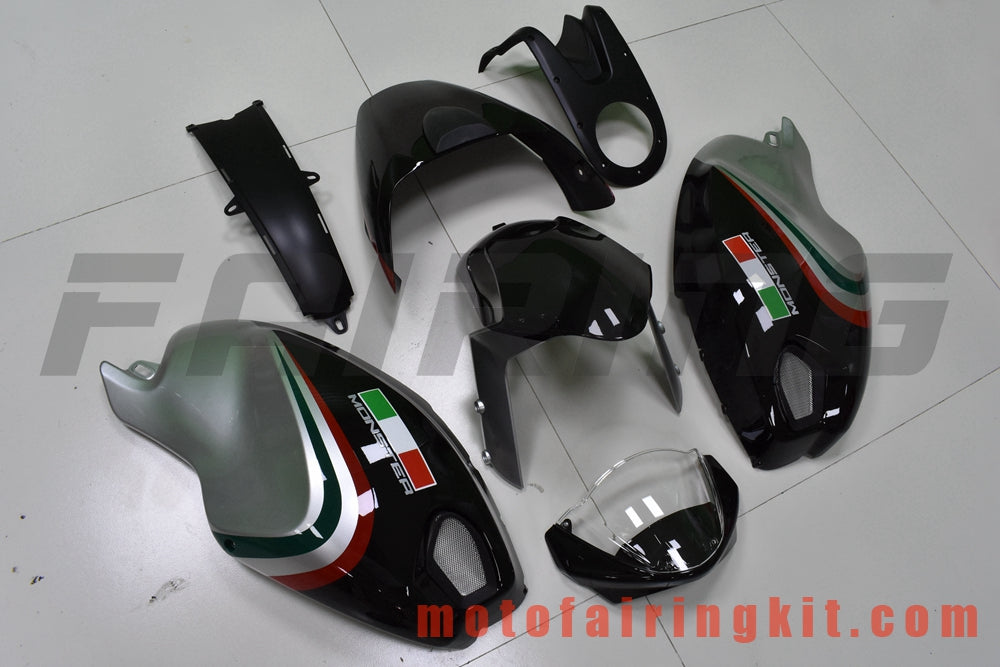 Kits de carenado aptos para 696 796 795 M1000 M1100 2009 2010 2011 2012 09 10 11 12 Molde de inyección de plástico ABS Carrocería completa para motocicleta Marco de carrocería de posventa (negro y plateado) B020